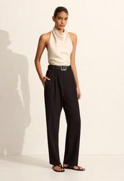 Satin Scarf Blouse - Ivory - Matteau